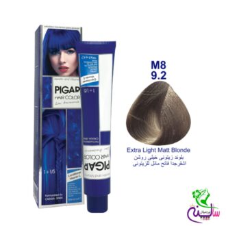 رنگ مو پیگار بلوند زیتونی خیلی روشن شماره 9.2 M8 pigar