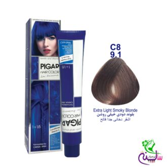 رنگ مو پیگار بلوند دودی خیلی روشن شماره 9.1 C8 pigar